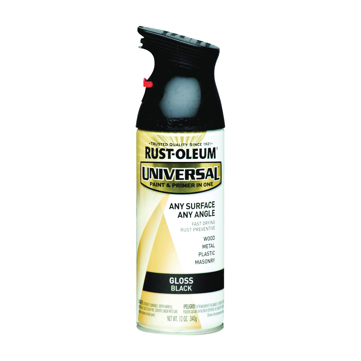 RUST-OLEUM UNIVERSAL 245196 Gloss Spray Paint, Gloss, Black, 12 oz, Aerosol Can