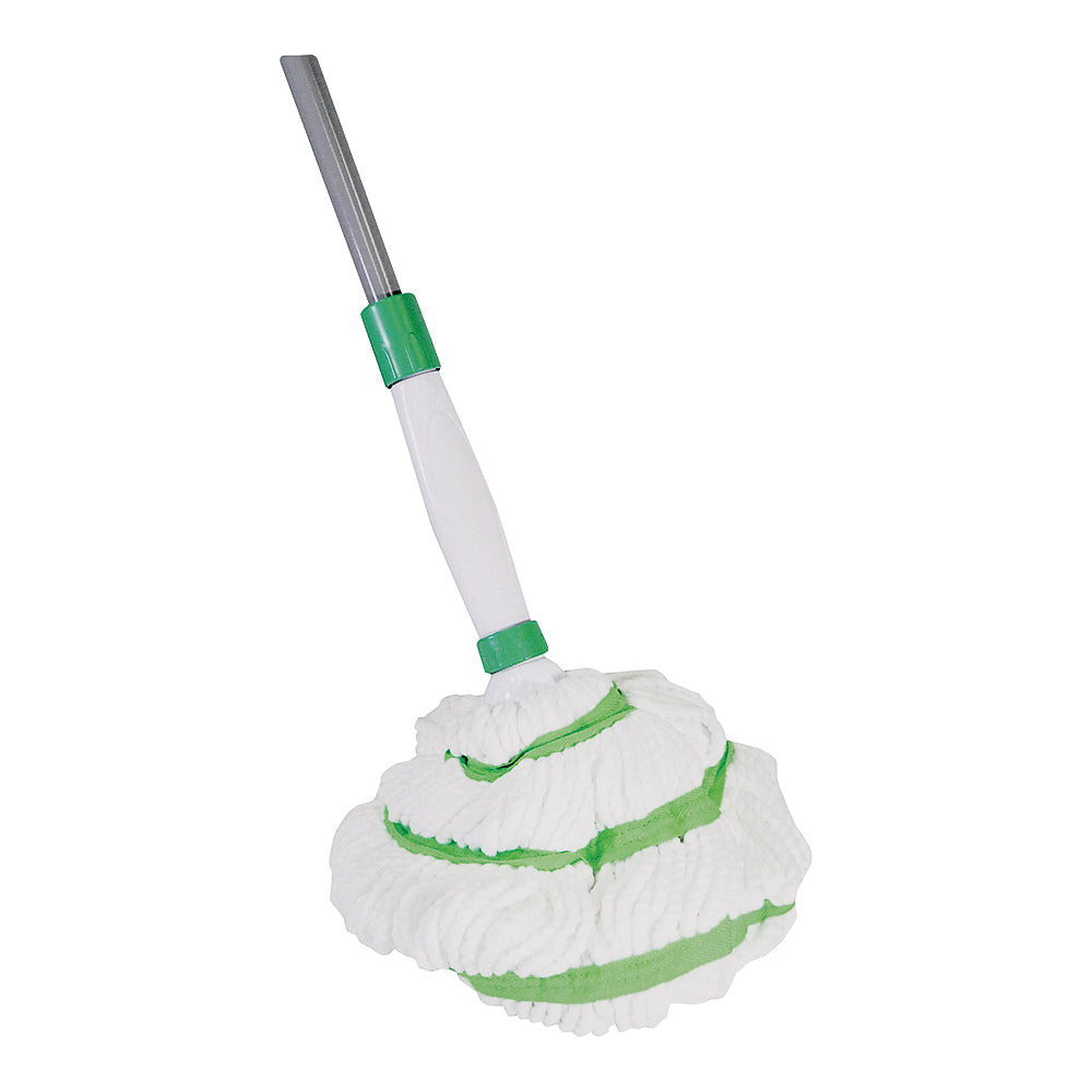 Quickie 036M-4 Wet Mop, 48 in L, Microfiber Cloth Mop Head, Green/White Mop Head, Steel Handle