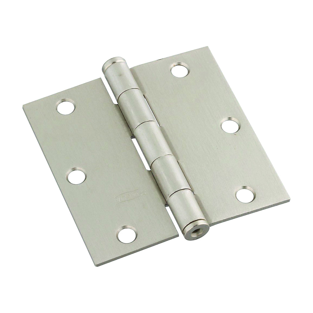 National Hardware N830-248 Door Hinge, Cold Rolled Steel, Satin Nickel, Non-Rising, Removable Pin, Full-Mortise Mounting