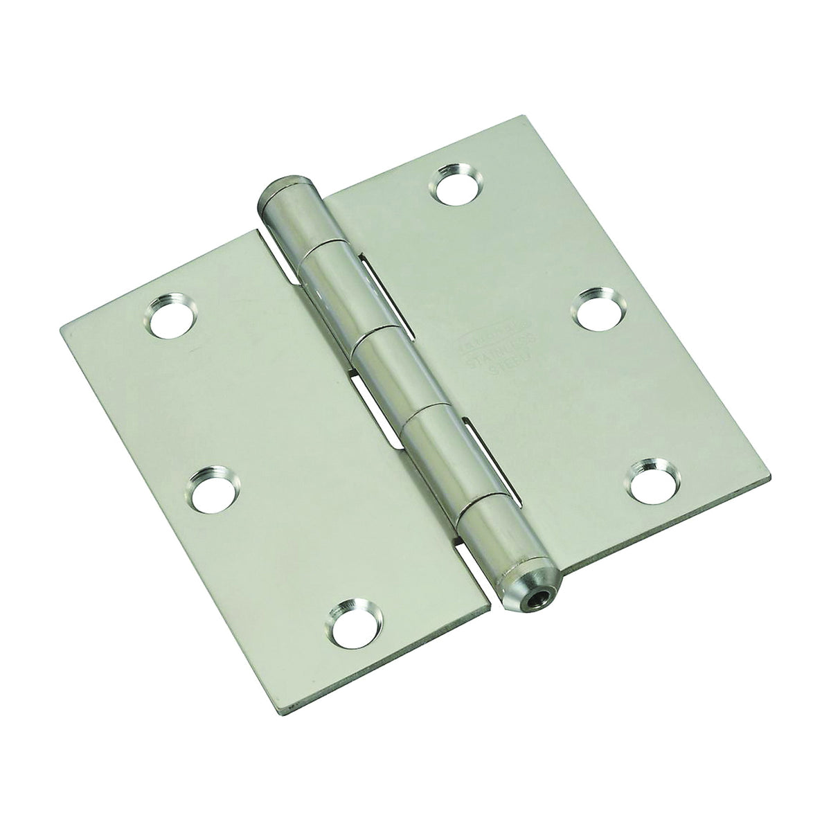 National Hardware N830-277 Square Corner Door Hinge, Stainless Steel, Zinc, Non-Rising, Removable Pin, 50 lb