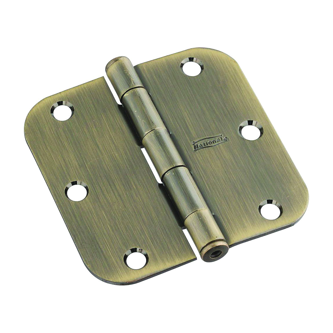National Hardware N830-171 Door Hinge, Steel, Antique Brass, Non-Rising, Removable Pin, Through Hole Mounting, 55 lb