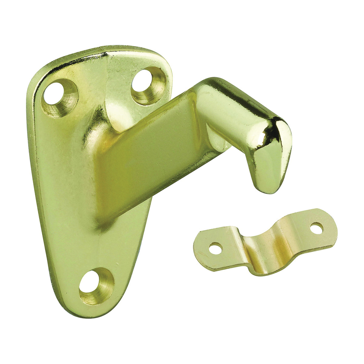 National Hardware N830-116 Heavy-Duty Handrail Bracket, 250 lb, Zinc, Polished Brass