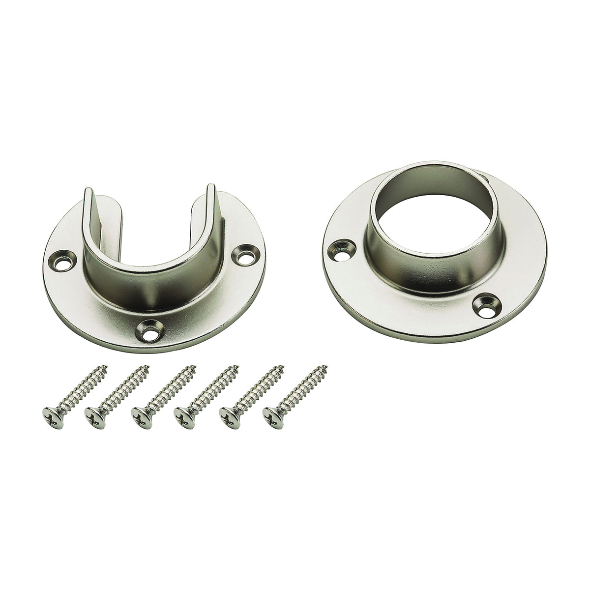 National Hardware V8600 S822-082 Closet Flange Set, Zinc, Satin Nickel