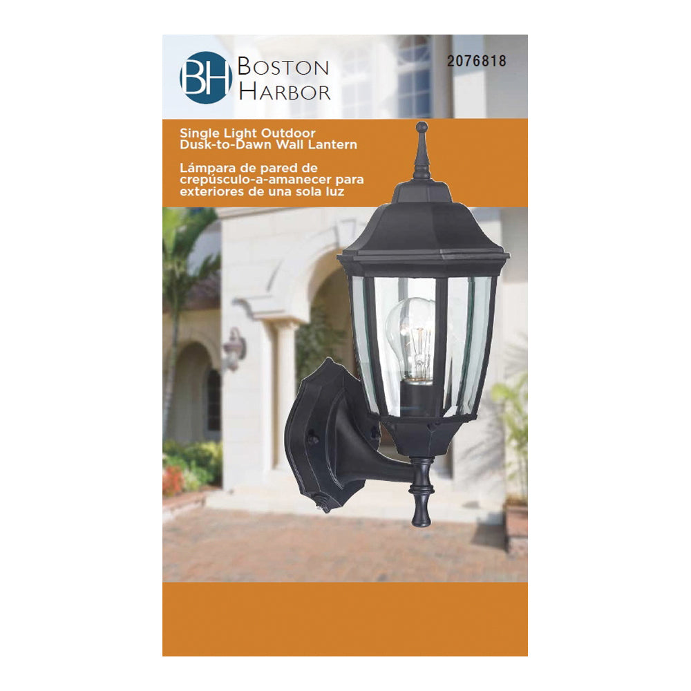 Boston Harbor DTDB Dusk/Dawn Lantern, 60 W, Medium Base Bulb or CFL Bulb(Sold Separately) Lamp, Aluminum Fixture