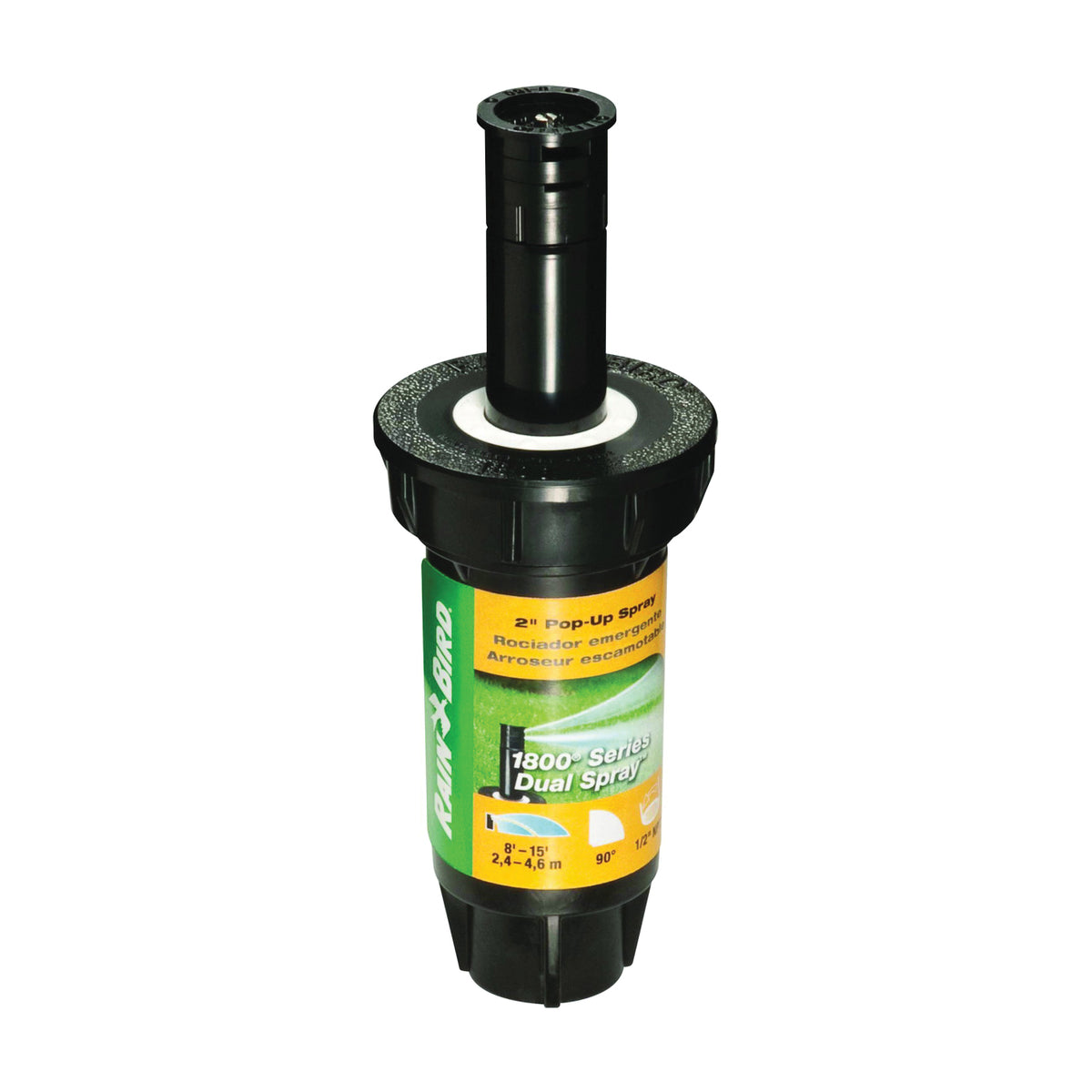 Rain Bird 1802QDS Spray Head Sprinkler, 1/2 in Connection, FNPT, 8 to 15 ft, Plastic