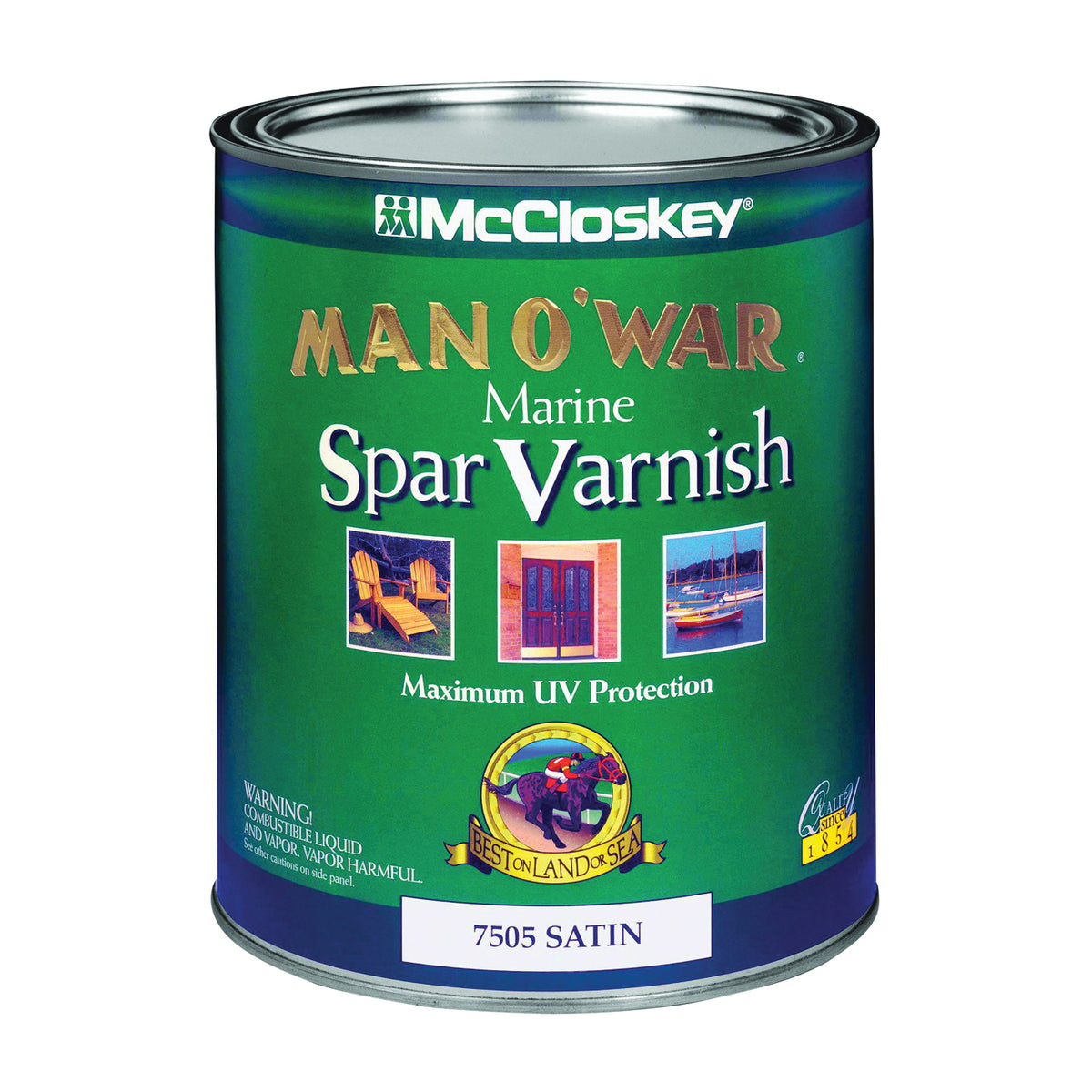 McCloskey Man O&#39; War 080.0007505.005 Marine Spar Varnish, Satin, Clear, Liquid, 1 qt, Can