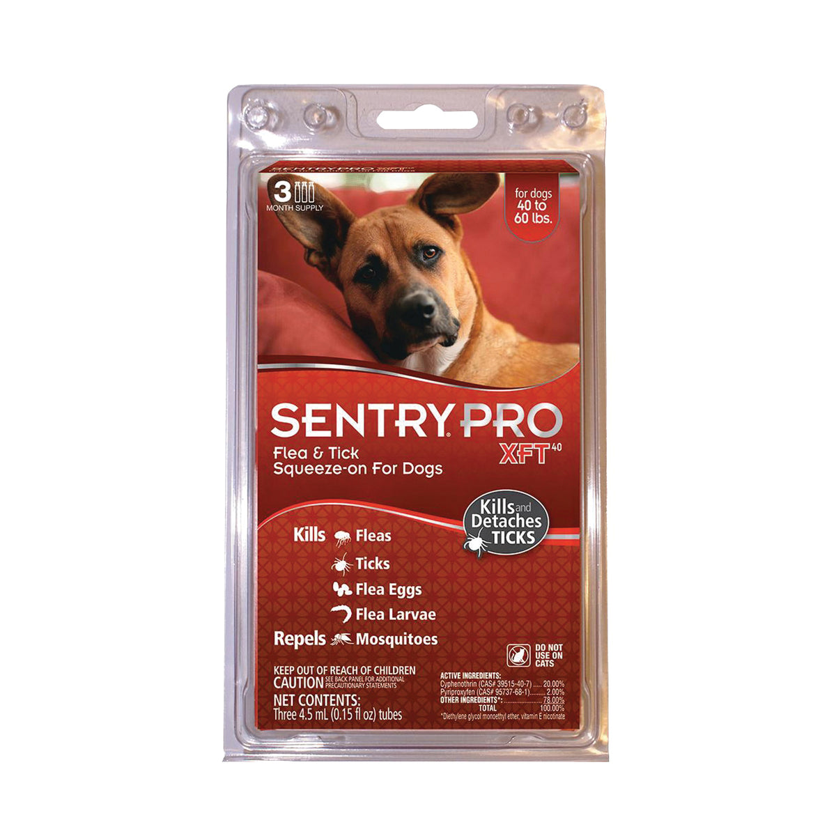 SENTRY PRO XFT 40 1845 Flea and Tick Squeeze-On, Liquid, 3 Count