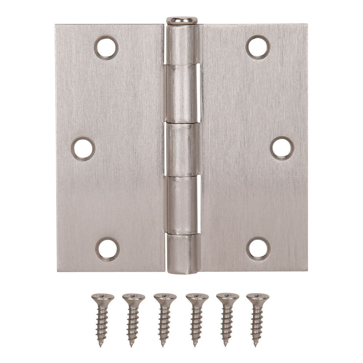 ProSource 20338SNX Square Corner Door Hinge, Steel, Satin Nickel, Loose Pin, 180 deg Range of Motion