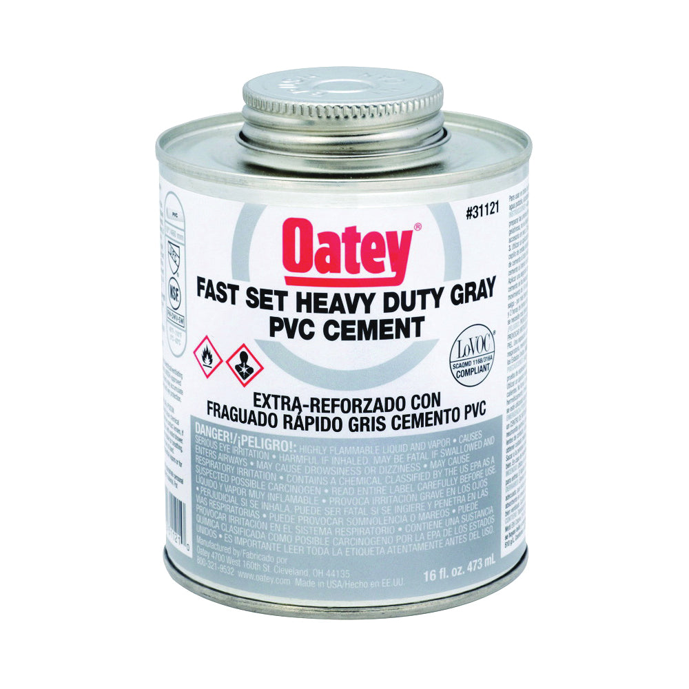 Oatey 31121 Solvent Cement, 16 oz Can, Liquid, Gray