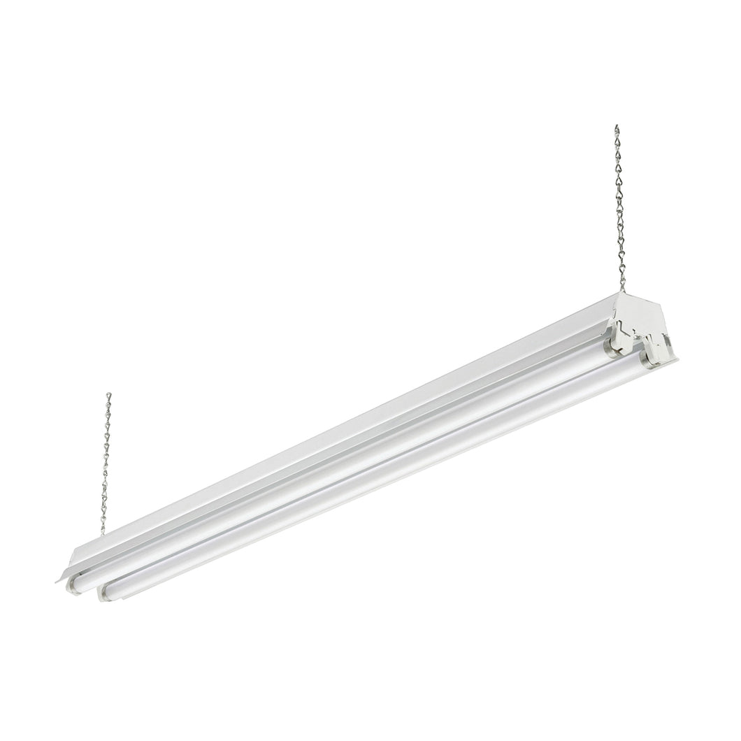 LITHONIA LIGHTING 208PUR Shop Light, 120 V, 2-Lamp, Fluorescent Lamp, Steel Fixture, White, Suspended Mounting