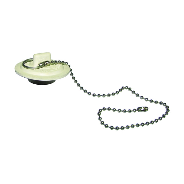 Plumb Pak PP820-42 Basin Stopper, Universal, Rubber, White, For: 1 to 1-3/8 in Sink