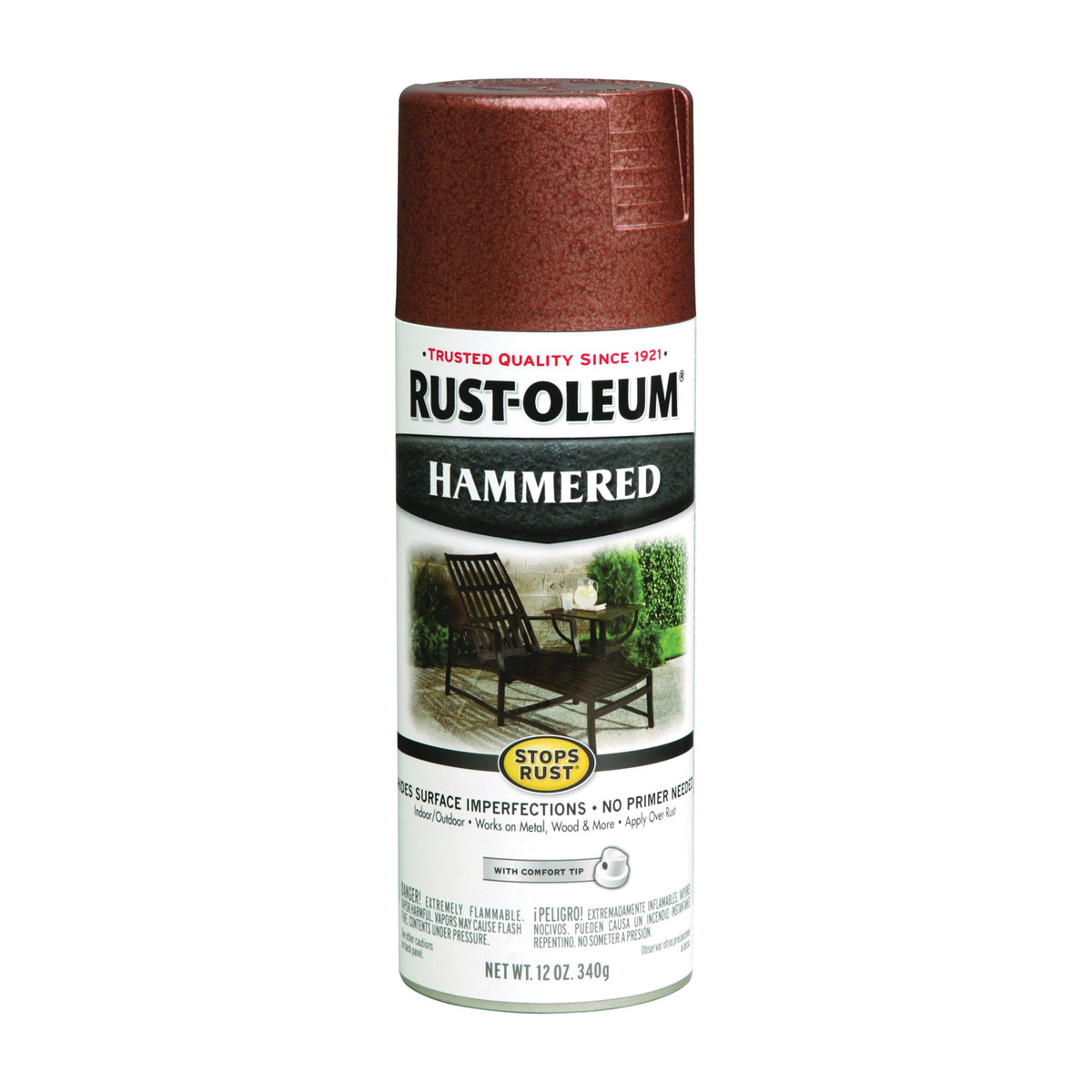 RUST-OLEUM STOPS RUST 210849 Spray Paint, Hammered, Copper, 12 oz, Aerosol Can