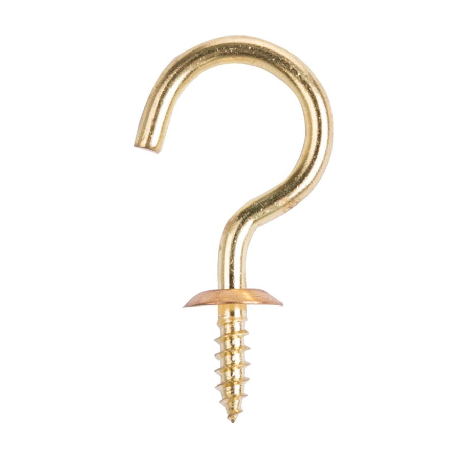 ProSource LR393 Cup Hook, 1/2 in Opening, 5.2 mm Thread, 2-1/8 in L, Brass, Brass