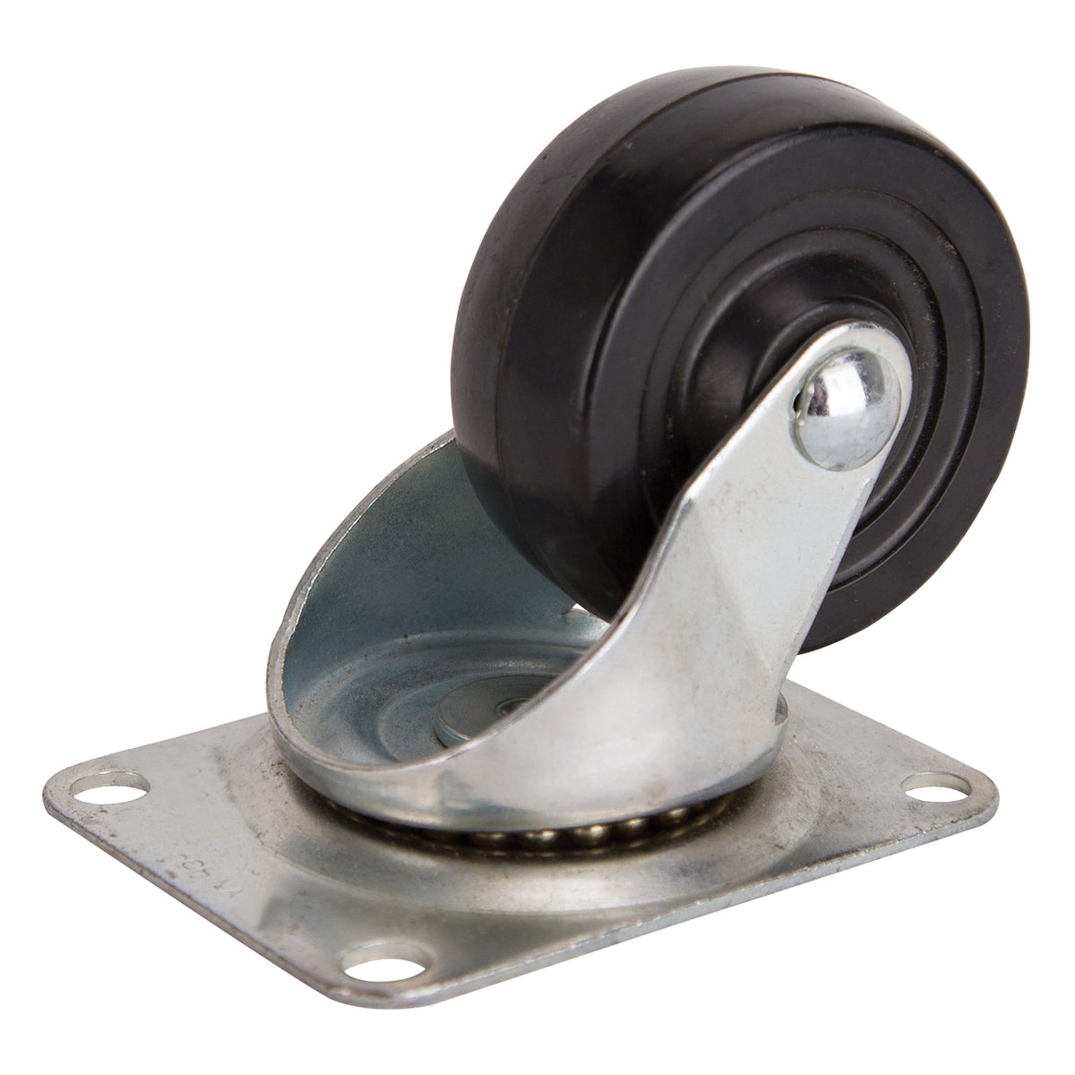 ProSource JC-H07 Swivel Caster, 3 in Dia Wheel, 1.23 in W Wheel, Rubber Wheel, Black, 210 lb, Steel Housing Material