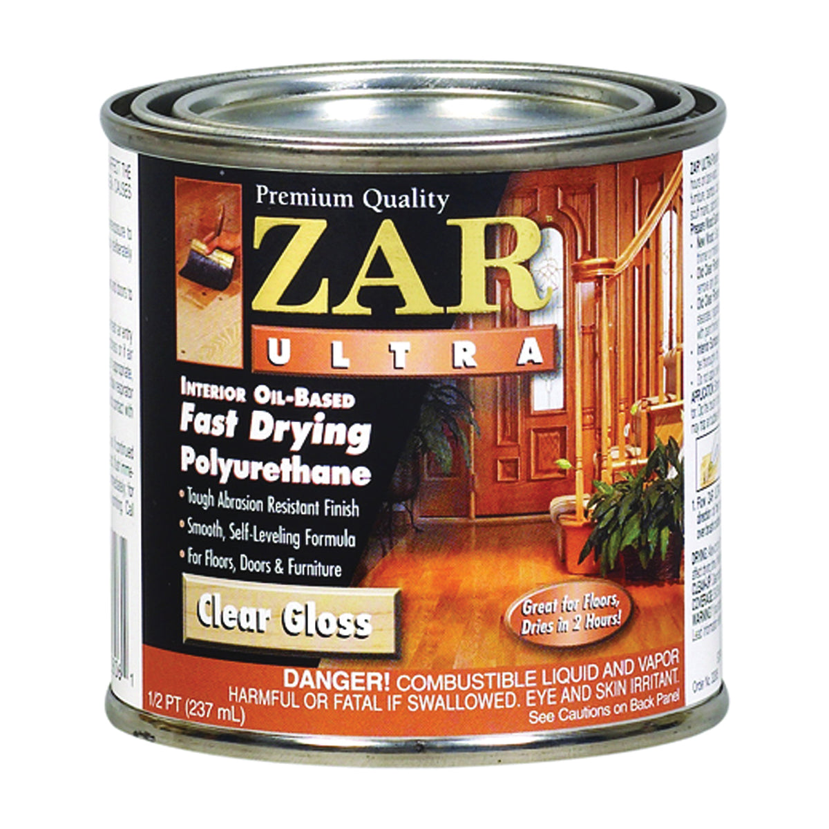 ZAR 32806 Polyurethane, Gloss, Liquid, Clear, 0.5 pt, Can