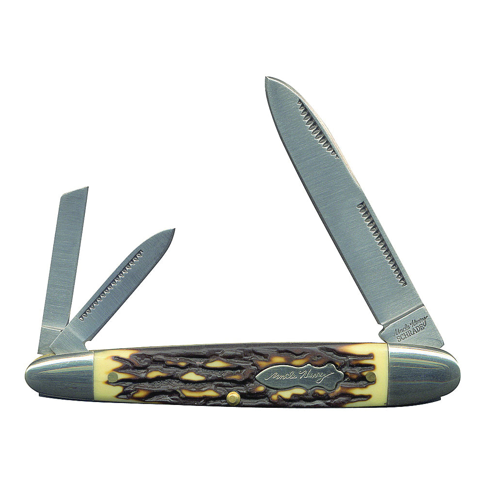 Uncle Henry 9UH Folding Pocket Knife, 2.8 in L Blade, 7Cr17 High Carbon Stainless Steel Blade, 3-Blade