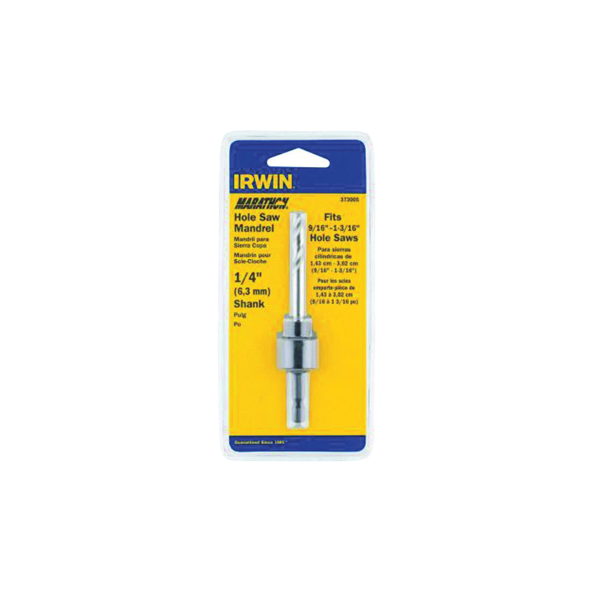 IRWIN 373002 Mandrel Hole Saw Arbor, 1/2 in Shank, Hex Shank
