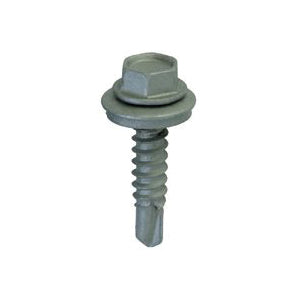 Teks 21412 Roofing Screw, #12 Thread, Coarse Thread, Hex Drive, Drill Point, Steel, Zinc