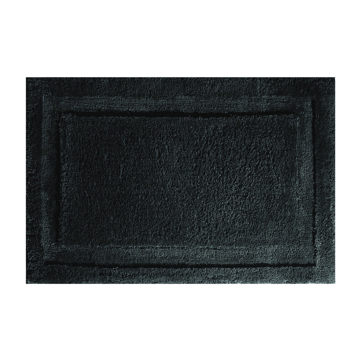 iDESIGN 17052 Bathroom Rug, 34 in L, 21 in W, Microfiber Polyester Rug, Black