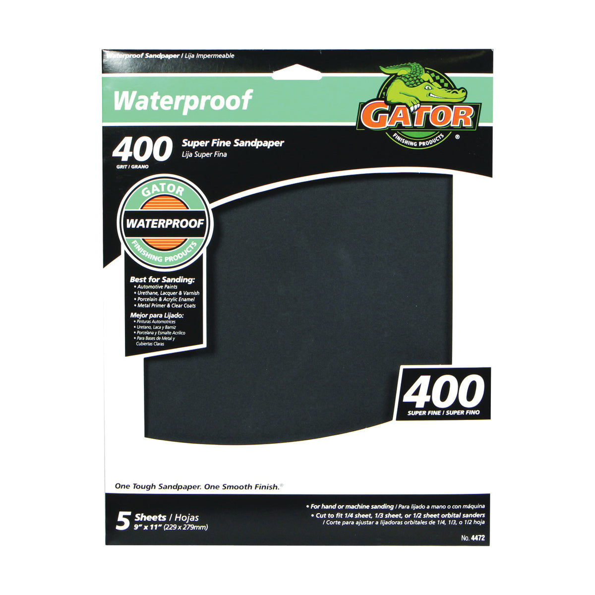 Gator 4472 Sanding Sheet, 9 in L, 11 in W, 400 Grit, Very Fine, Silicone Carbide Abrasive