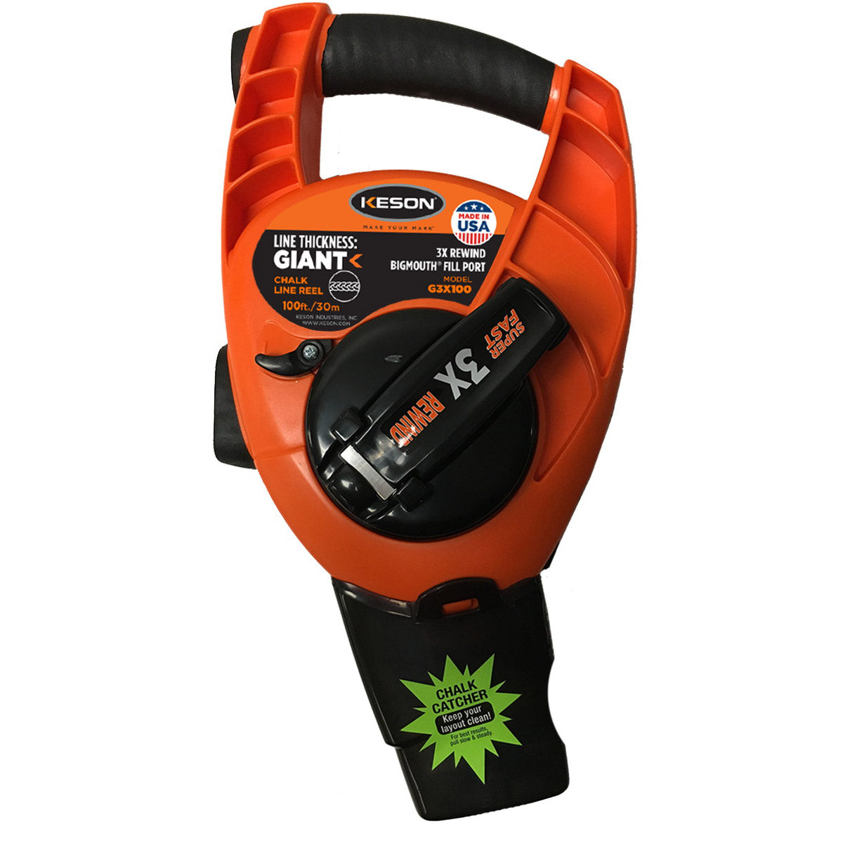 KESON G3X100 Chalk Line Reel, 100 ft L Line