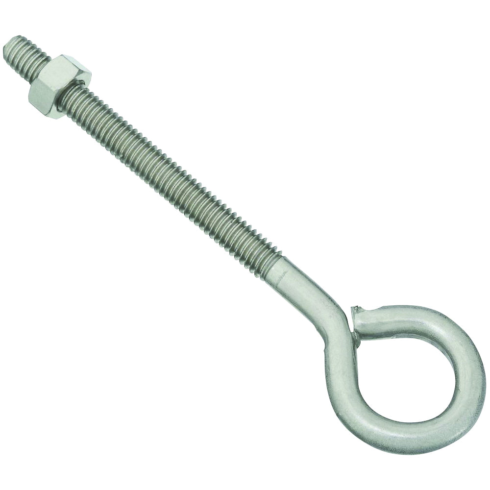 National Hardware N221-630 Eye Bolt, 5/16-18 Thread, 3 in L Thread, 3/4 in ID Dia Eye, 3.72 in L Shank, Stainless Steel