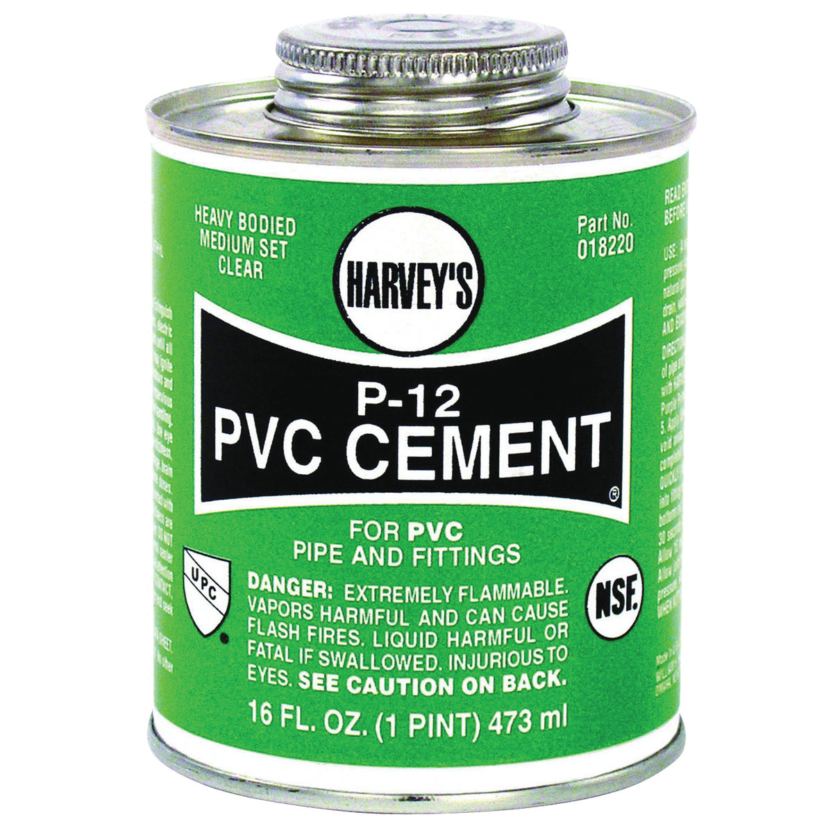 Harvey 018220-12 Solvent Cement, 16 oz Can, Liquid, Clear
