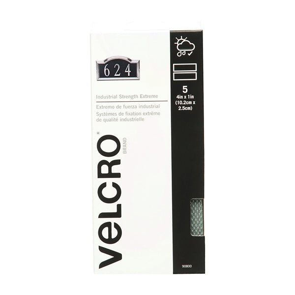 VELCRO Brand 90800 Fastener, 1 in W, 4 in L, Nylon, Titanium, Rubber Adhesive