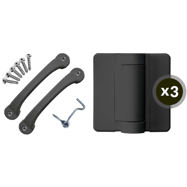 SCREEN TIGHT SDHBK Hardware Kit, Poly, Black, For: Wood Screen Doors