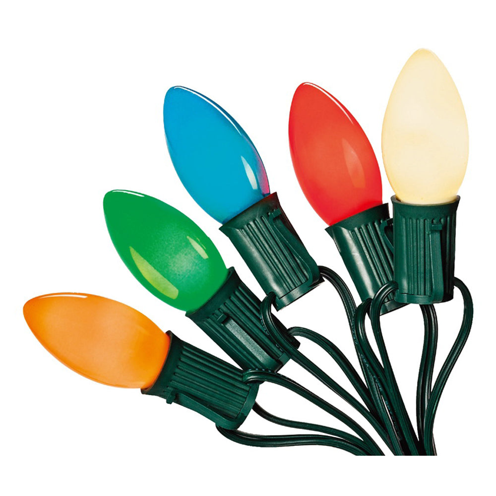 Santas Forest 03220/U00Z142I String Light Set, 125 V, 7 W, 25-Lamp, C9 Lamp, Multi-Color Lamp, 18-1/2 ft L