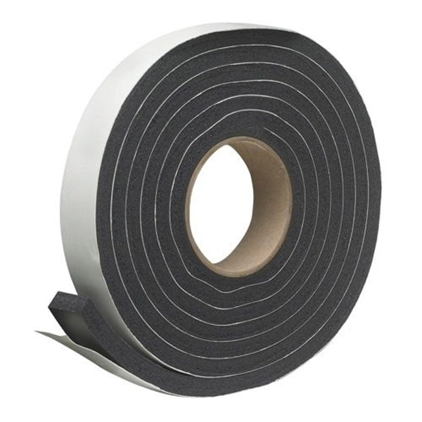 Frost King R516H Weatherseal Tape, 1-1/4 in W, 10 ft L, 7/16 in Thick, Rubber, Black