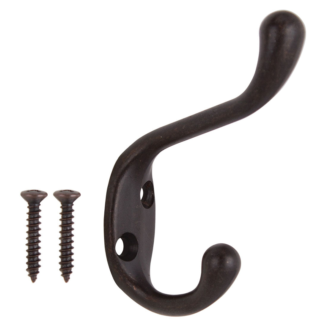ProSource H6271007ORB-PS Coat and Hat Hook, 22 lb, 2-Hook, 1-1/64 in Opening, Zinc, Oil-Rubbed Bronze