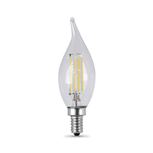 Feit Electric BPCFC25/827/LED/2 LED Lamp, Decorative, Flame Tip Lamp, 25 W Equivalent, E12 Lamp Base, Dimmable, Clear