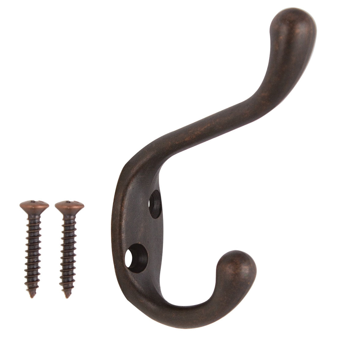 ProSource H6271007VB3L-PS Coat and Hat Hook, 22 lb, 2-Hook, 1-1/64 in Opening, Zinc, Venetian Bronze