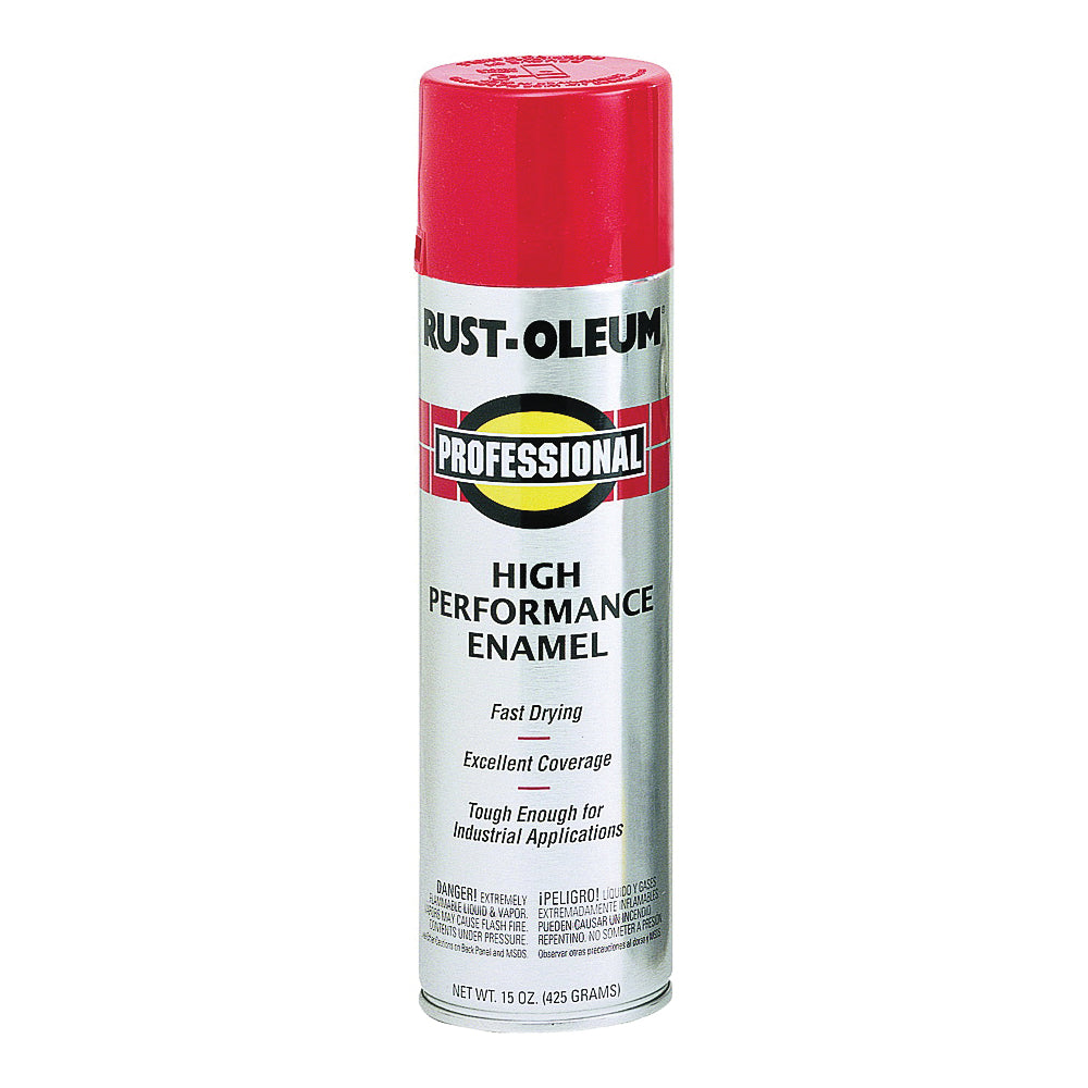 RUST-OLEUM 7564838 High Performance Enamel Spray Paint, Gloss, Safety Red, 15 oz, Aerosol Can