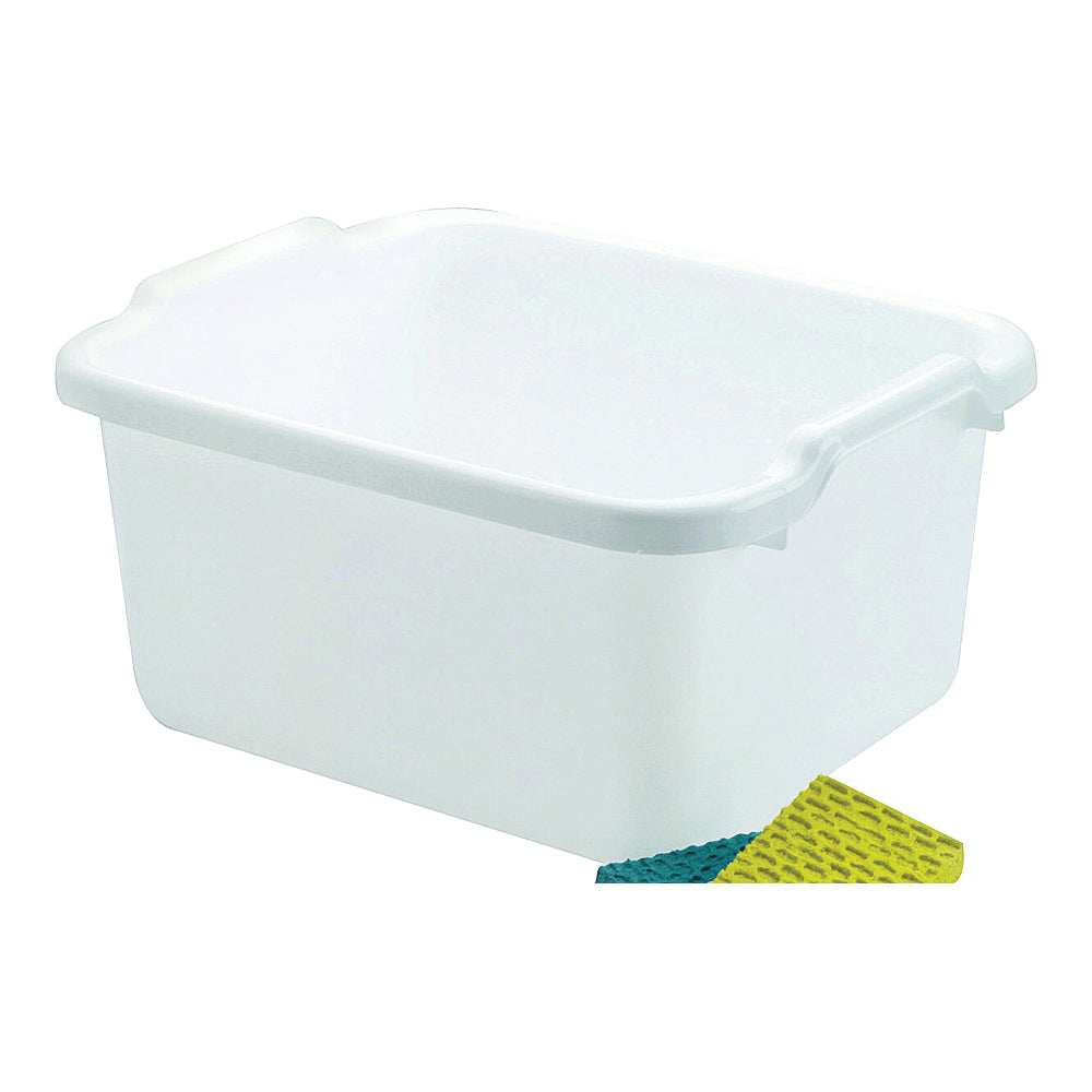 Rubbermaid 2970ARWHT Dish Pan, 15.6 qt Volume, 7.8 in L, 15.23 in W, 12-15/32 in H, Plastic, White