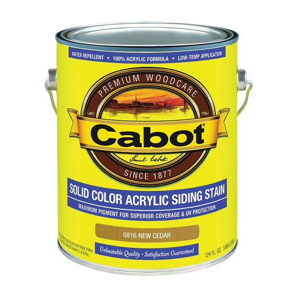 Cabot 800 Series 140.0000816.007 Solid Color Siding Stain, Natural Flat, New Cedar, Liquid, 1 gal, Can