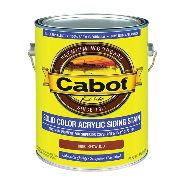 Cabot 800 Series 140.0000880.007 Solid Color Siding Stain, Natural Flat, Redwood, Liquid, 1 gal, Can