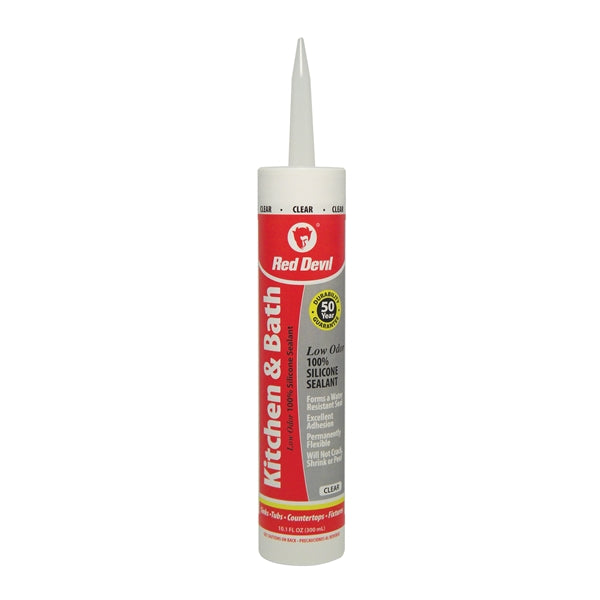 Red Devil 0887 Sealant, Clear, -60 to 400 deg F, 9 fl-oz Cartridge