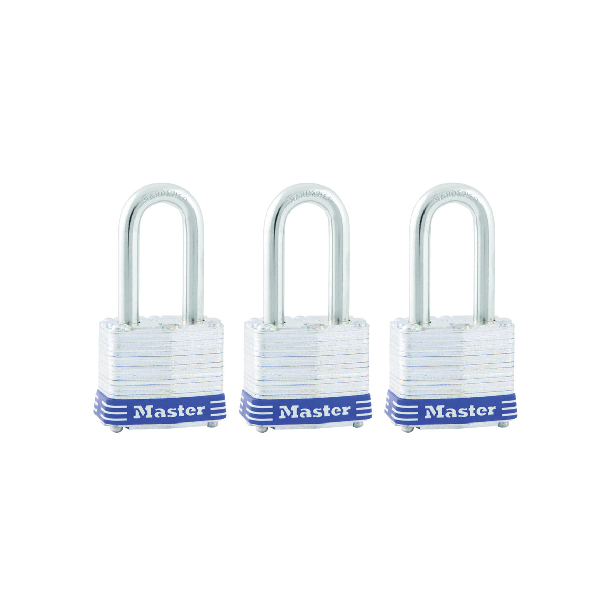 Master Lock 3TRILF Padlock, Keyed Alike Key, 9/32 in Dia Shackle, 1-1/2 in H Shackle, Steel Shackle, Steel Body