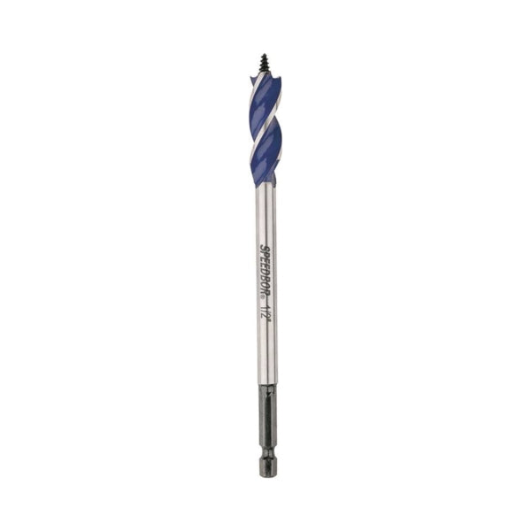 IRWIN SPEEDBOR 3041001 Auger Boring Bit, 1/2 in Dia, 6 in OAL, Tapered Flute, 3-Flute, 1/4 in Dia Shank
