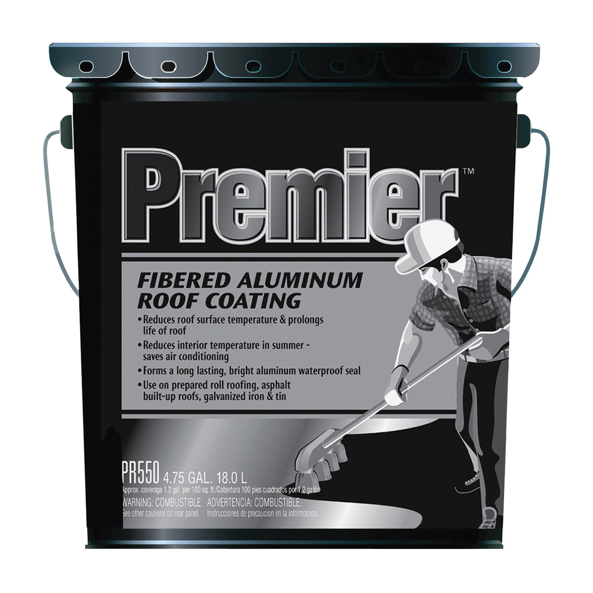 Henry PR550070 Roof Coating, Silver, 18 L Pail, Liquid