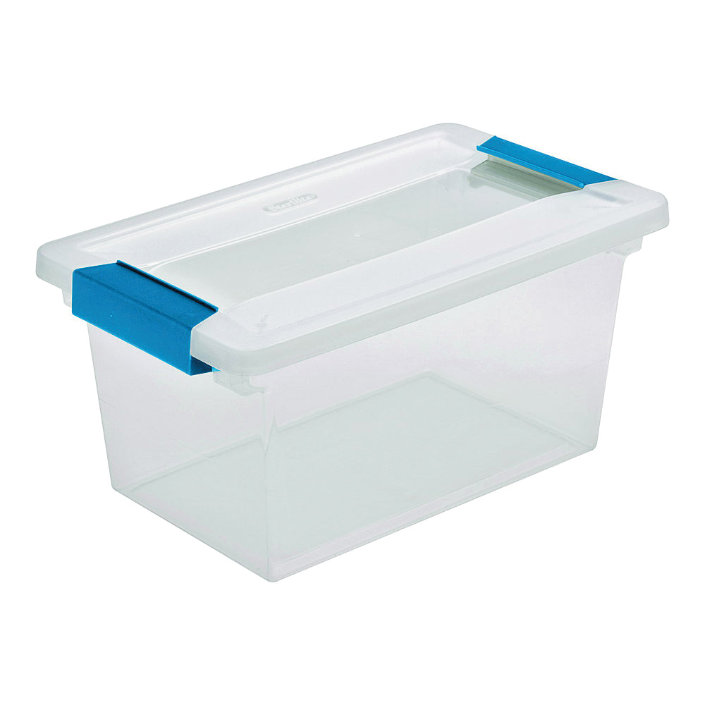 Sterilite 19628604 Clip Box, Plastic, Blue Aquarium/Clear, 11 in L, 6-5/8 in W, 5-3/8 in H