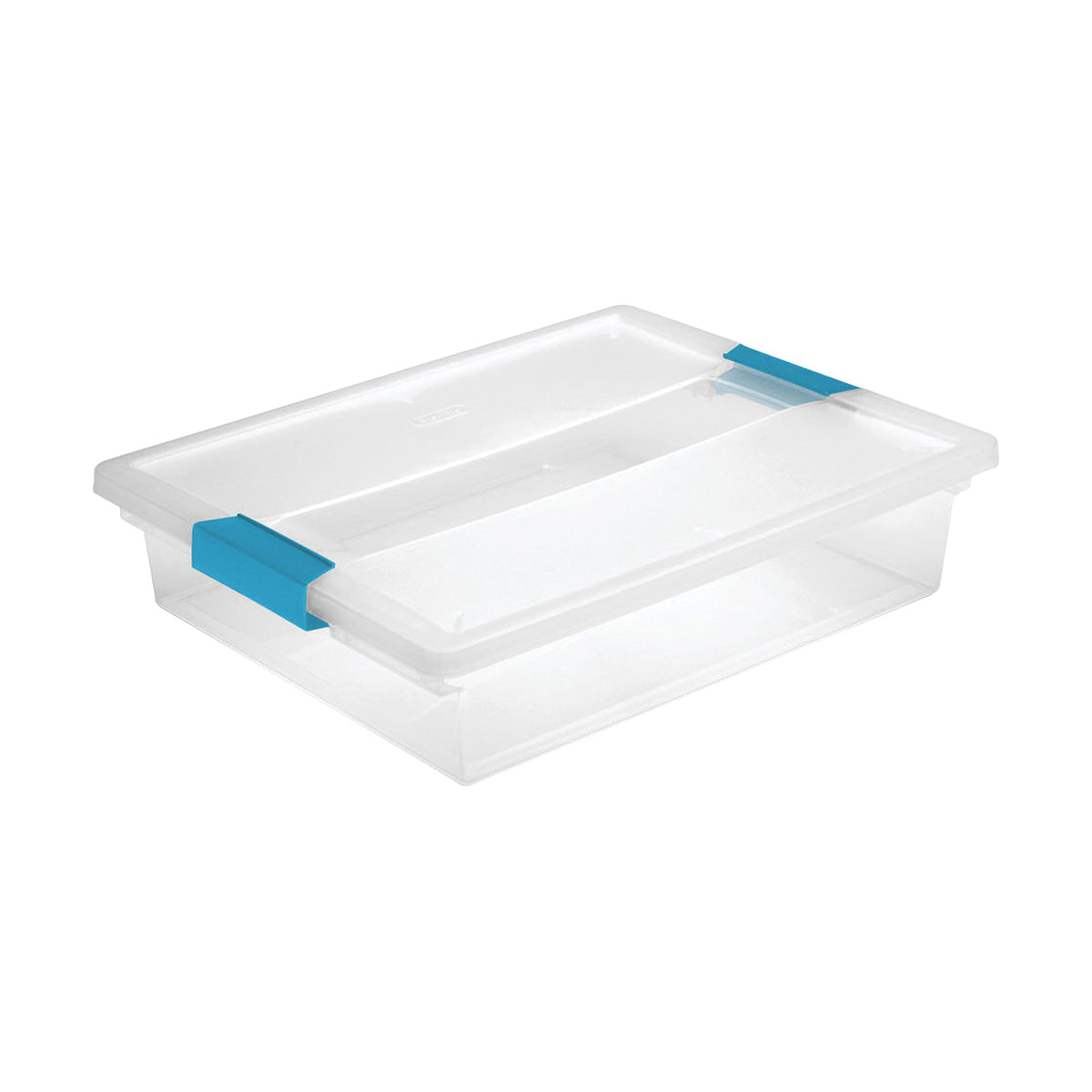 Sterilite 19638606 Clip Box, Plastic, Blue Aquarium/Clear, 14 in L, 11 in W, 3-1/4 in H