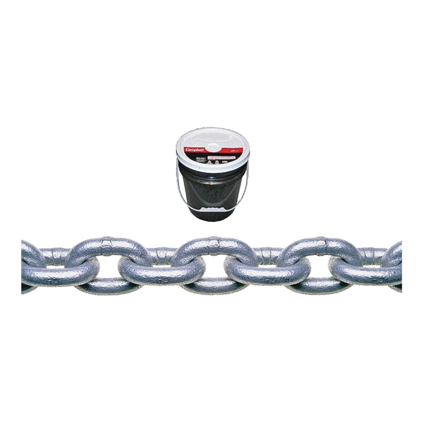 Campbell 014-0433 Proof Coil Chain, 1/4 in, 141 ft L, 30 Grade, Steel, Galvanized