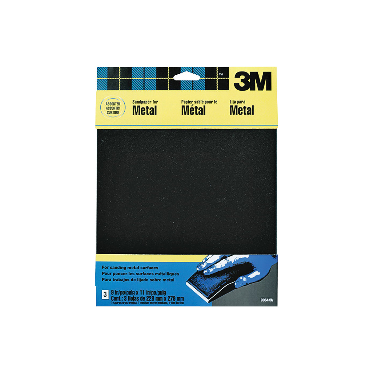 3M 9064 Sandpaper Sheet, 11 in L, 9 in W, Emery Abrasive, Cloth Backing