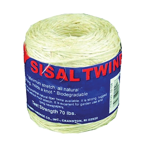 T.W. Evans Cordage 15-209 2-Ply Twine, 300 ft L, Sisal, Natural