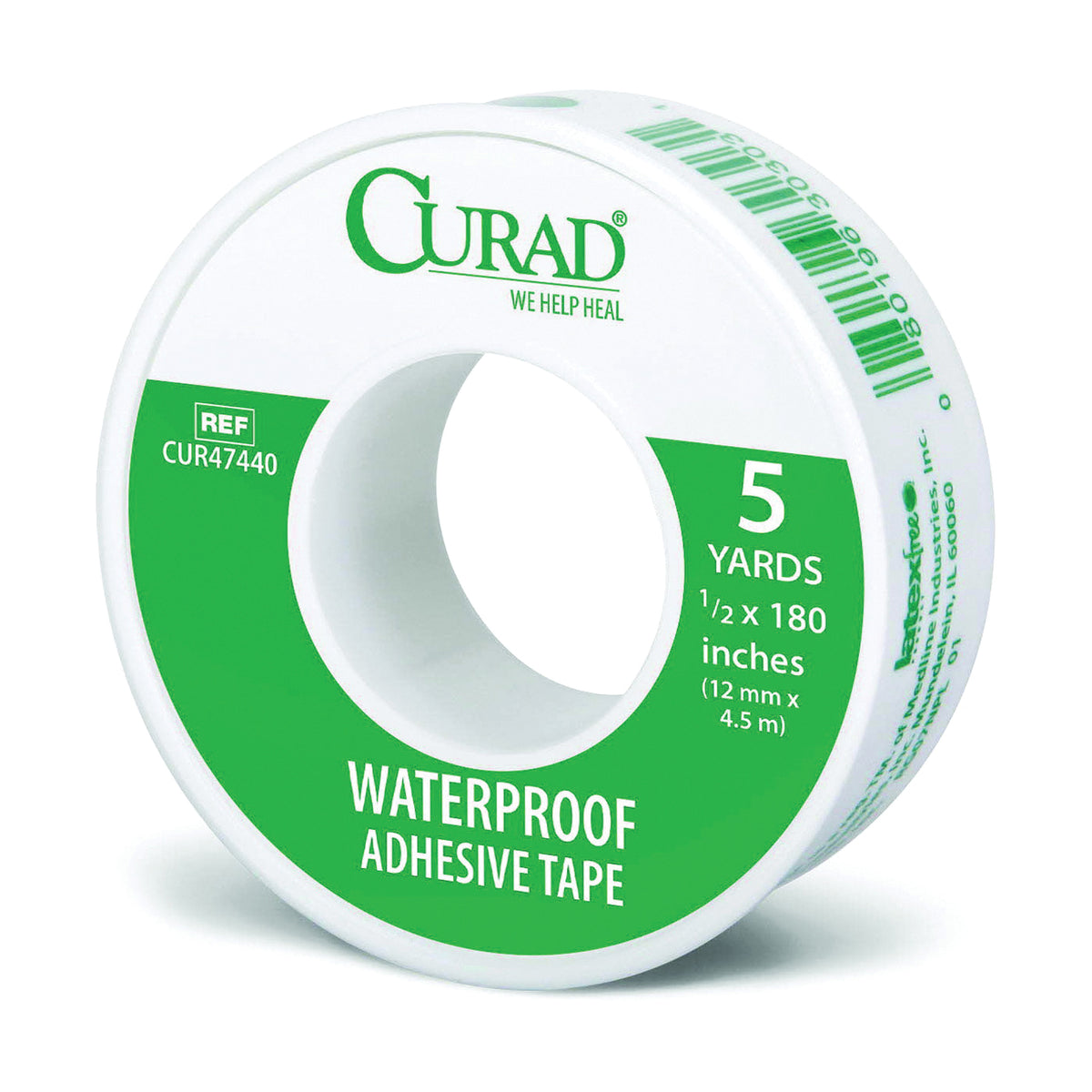 CURAD CUR47440 Adhesive Tape, 1/2 in W, 5 yd L, Cotton/Polyethylene Bandage, Heat-Activated Adhesive