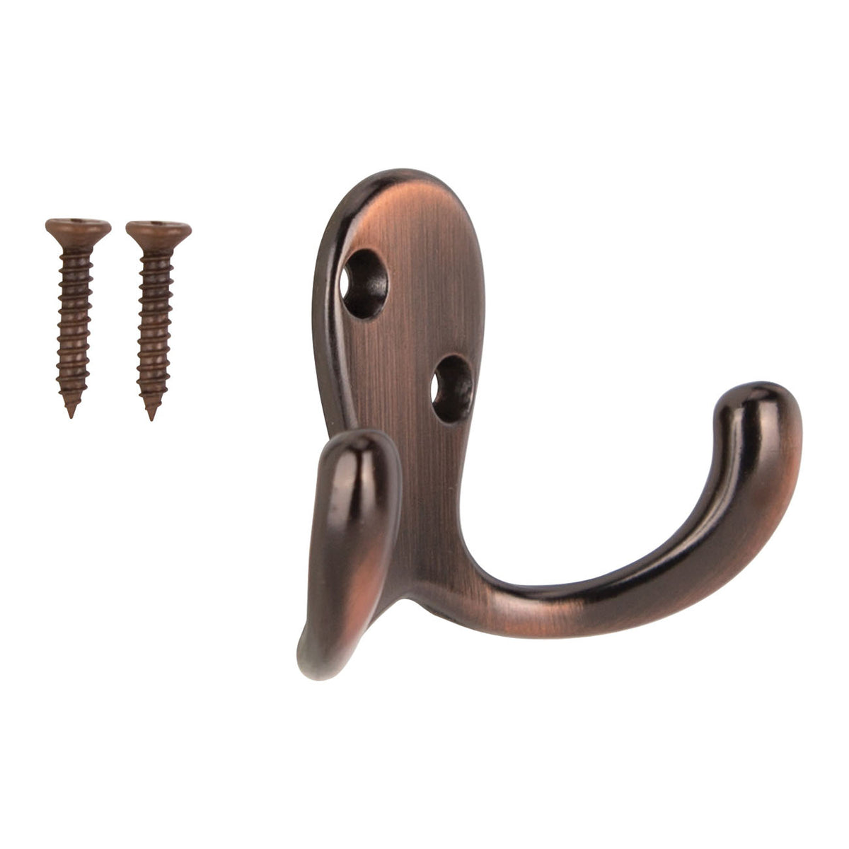 ProSource 23263VCB3L-PS Coat and Hat Hook, 22 lb, 2-Hook, 7/8 in Opening, Zinc, Venetian Bronze