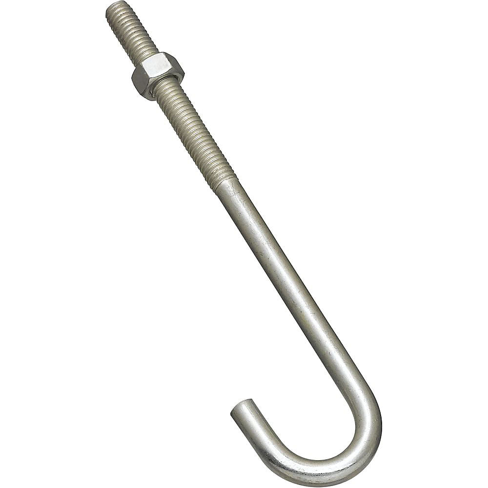 National Hardware 2195BC Series N232-967 J-Bolt, 3/8-16 Thread, 3 in L Thread, 7 in L, 225 lb Working Load, Steel, Zinc